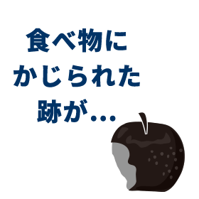 食べ物にかじられた跡が…